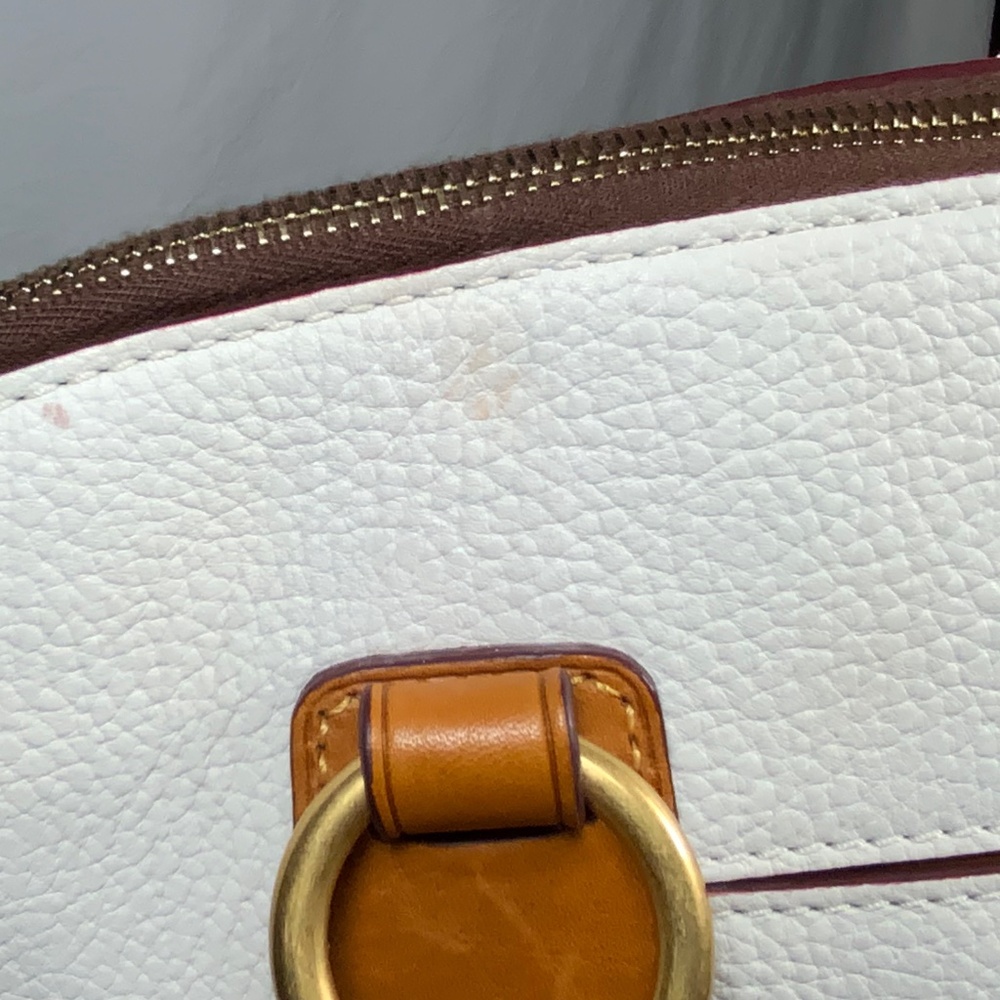 Dooney & Bourke Cream and Tan Domed Leather Satchel - Picture 10 of 16